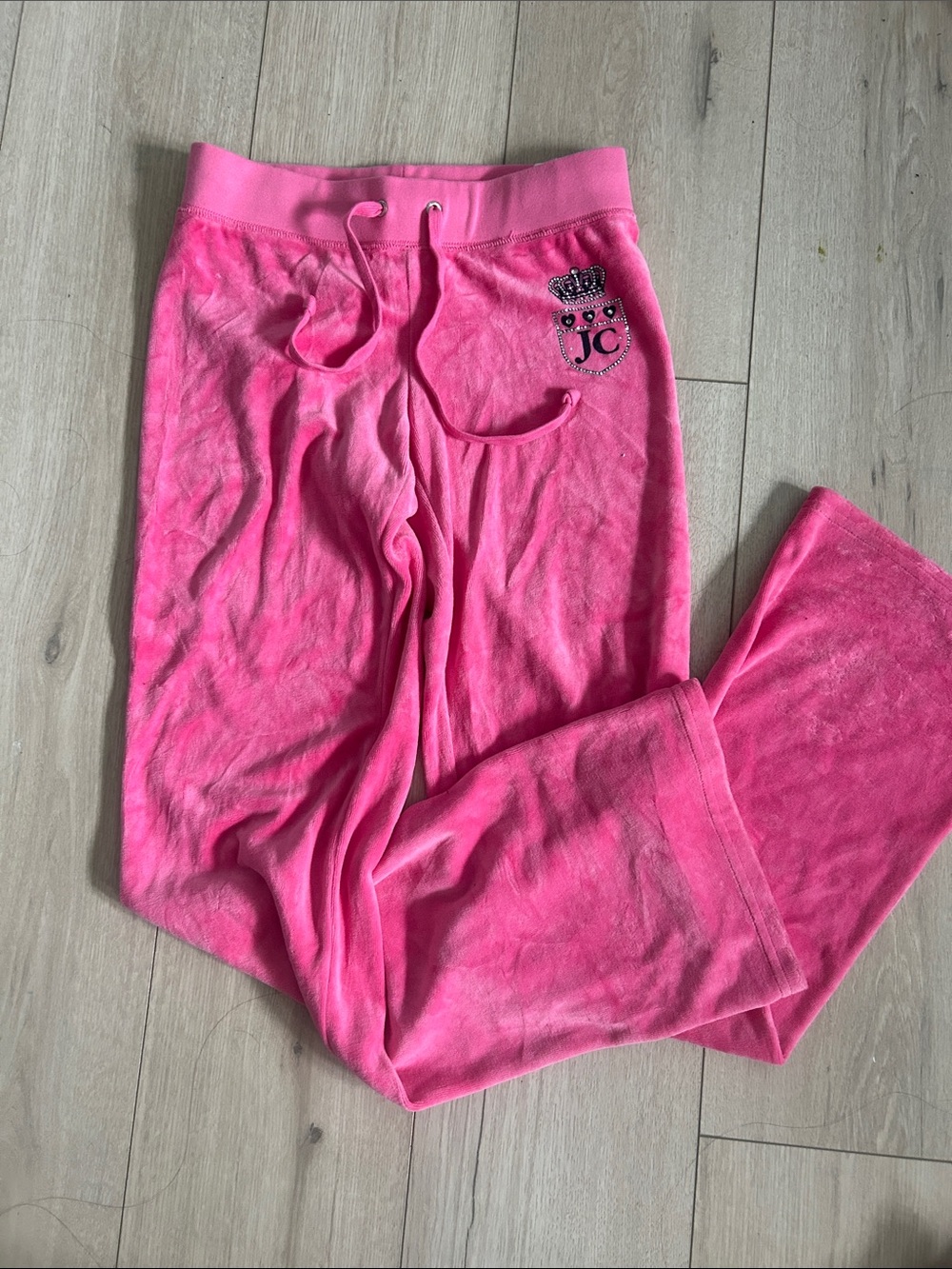 Juicy Couture Bright Pink Velour Sweatpants with Logo Tag